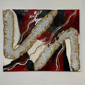 Red & Black Gold white Resin Canvas